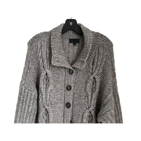 INTERMIX Wool Blend Knitted Jacket Cardigan Oversized Beige Size Large - Picture 4 of 9
